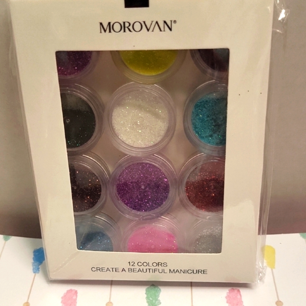Glitter Nail Powder Set For Nails Or Make-up - 12 Colors